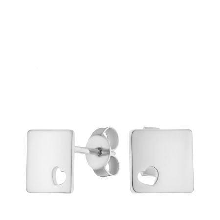 Серебряные серьги Квадрат с родированием