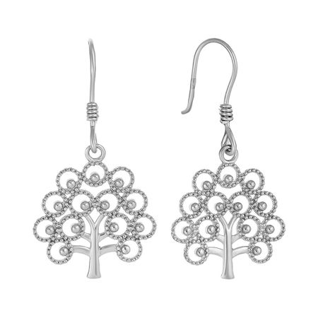 Серьги Дерево из серебра хру ное денежное дерево
