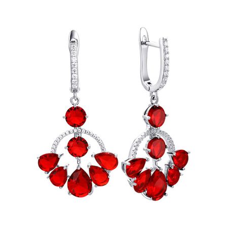 Серьги из серебра с кварцем и фианитами