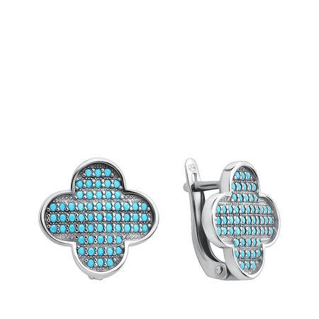 Серебряные серьги со шпинелью нано и родированием