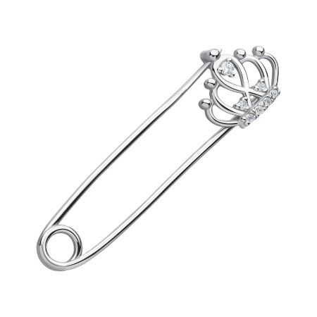 Серебряная булавка с фианитами и родированием
