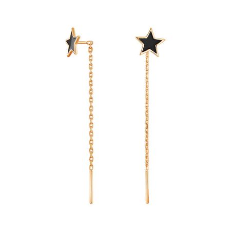 Серебряные серьги Звезды с эмалью и позолотой