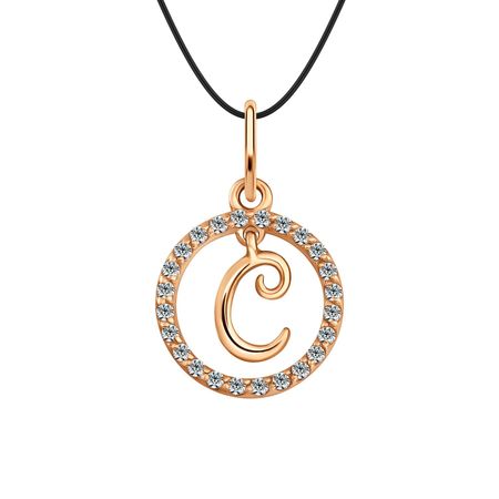 Серебряная подвеска буква С с фианитами и позолотой