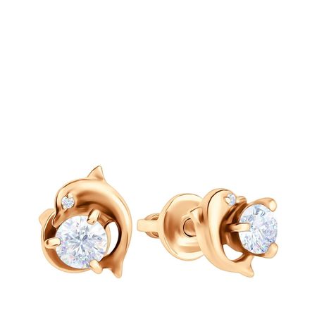 Серебряные серьги с фианитами Swarovski и позолотой