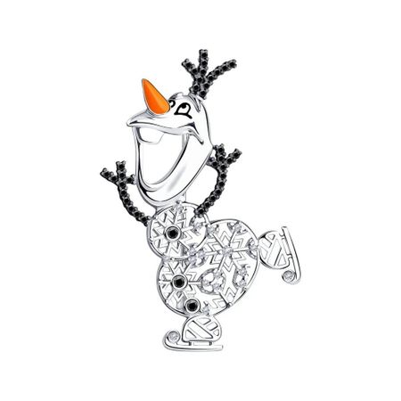 Серебряная брошь Снеговик с эмалью и фианитами с родированием рождественские наклейки из фетра санта клаус лось снеговик