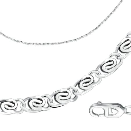 Серебряная цепочка Улитка с алмазной гранью и родированием