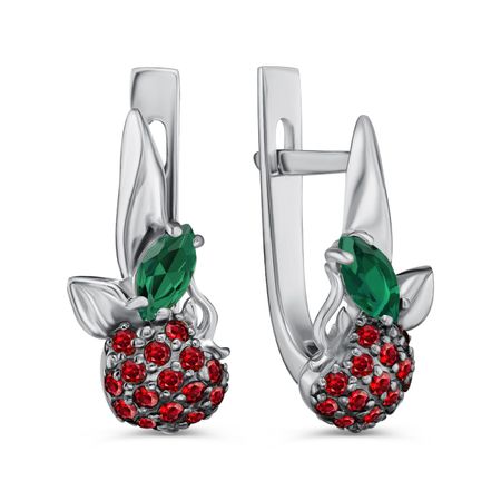 Серьги детские из серебра с ювелирными кристаллами и фианитами