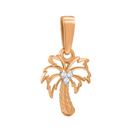 Золотая подвеска Пальма с фианитами