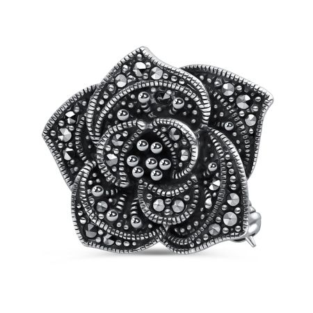 Серебряная брошь с марказитами