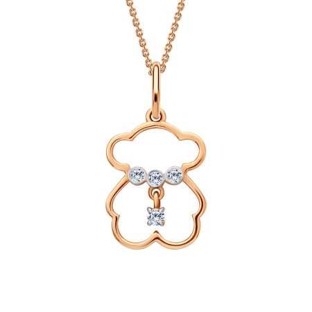 Золотая детская подвеска Мишка с фианитами