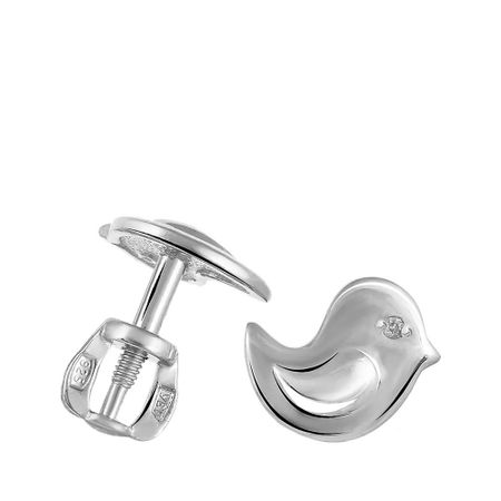 Серебряные серьги Птица с бриллиантами