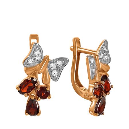 Золотые серьги Бабочка с гранатом и фианитами мебельные петли naierdi мини бабочка бронзовые золотые серебряные 30 шт