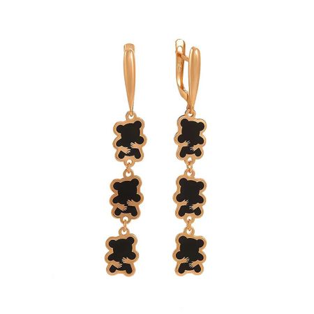 Серьги Медведь из серебра с эмалью маша и медведь