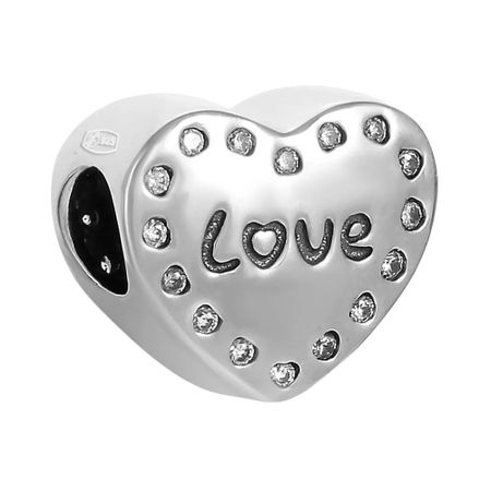 Подвеска-шарм Сердце LOVE из серебра с фианитами