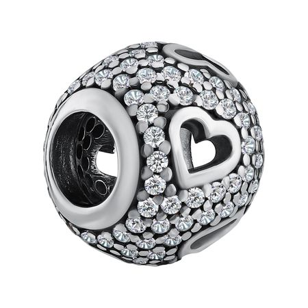 Серебряный шарм Сердце с фианитами и чернением