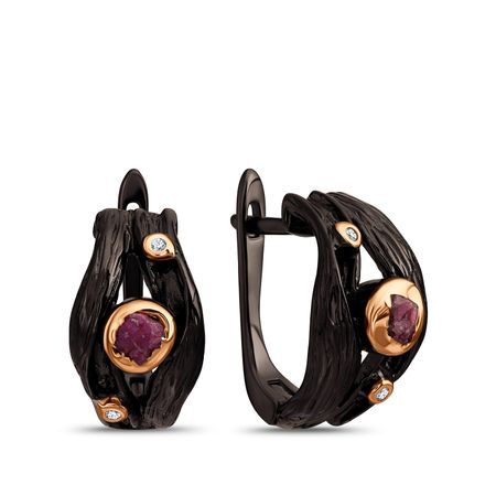 Серебряные серьги с рубинами из коллекции Калипсо