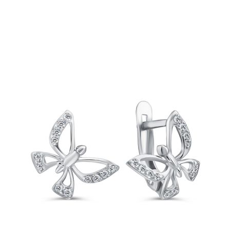 Серебряные детские серьги Бабочка с фианитами и родированием мебельные петли naierdi мини бабочка бронзовые золотые серебряные 30 шт