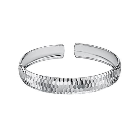 Серебряный жесткий браслет с родированием