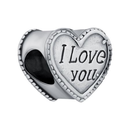 Серебряный шарм I love you с чернением