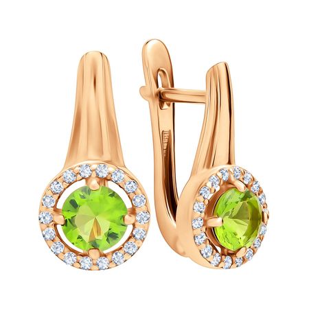 Серебряные серьги с алпанитами и фианитами с позолотой