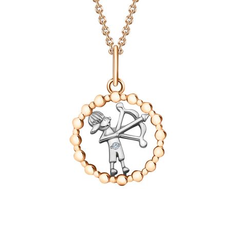 Золотая подвеска с фианитом со знаком зодиака Стрелец