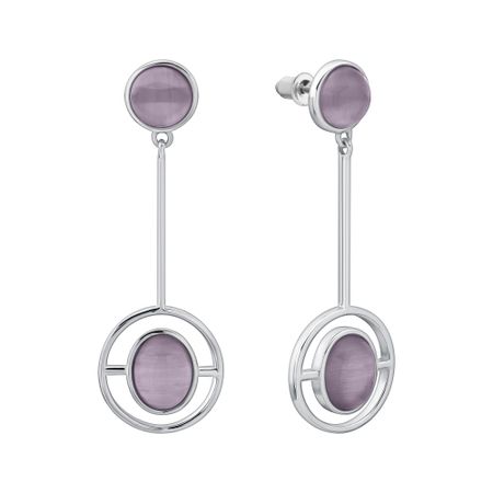 Серебряные серьги с кошачьим глазом и родированием