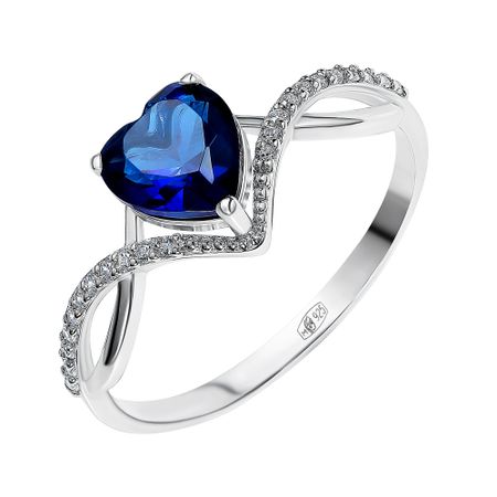 Кольцо Сердце из серебра с алпанитом и фианитами