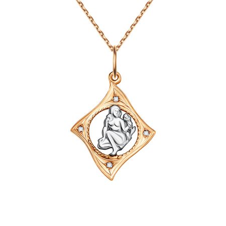 Золотая подвеска с фианитами со знаком зодиака Дева