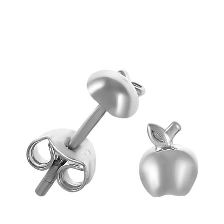 Серьги-пусеты Яблоко из серебра
