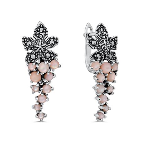 Серебряные серьги с перламутром и марказитами