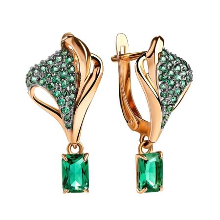 Серьги из золота с кварцем и фианитами