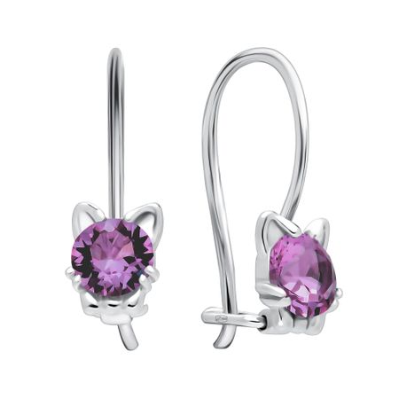 Серебряные детские серьги с ювелирными кристаллами и родированием