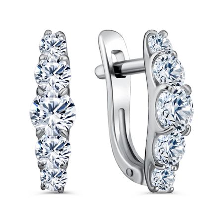 Серебряные серьги с фианитами SWAROVSKI и родированием