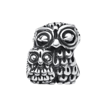 Серебряный шарм Сова с чернением