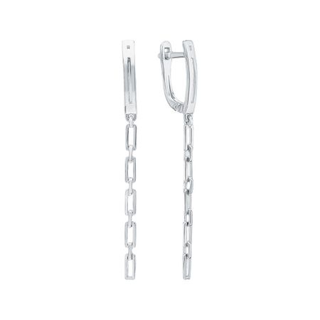 Серебряные серьги Цепочка с родированием