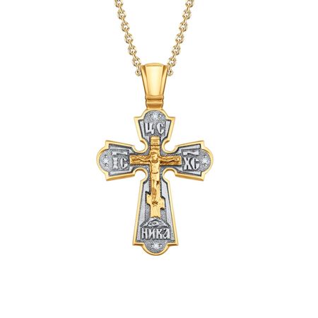 Серебряный крест с фианитами и позолотой