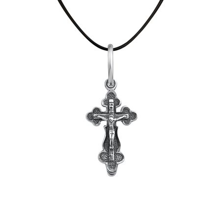Серебряная подвеска Крест с чернением