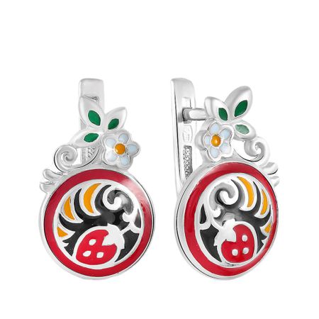 Серьги Хохлома из серебра с эмалью народное творчество хохлома раскраска