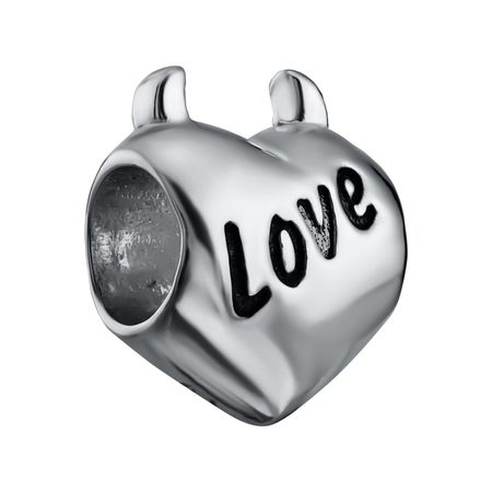 Серебряный шарм Сердце Love с чернением