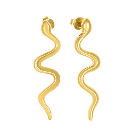 Серебряные серьги Змея с позолотой