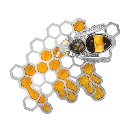 Брошь Пчела из серебра с эмалью и янтарем андрей фалалеев упражнения для синхрониста медоносная пчела