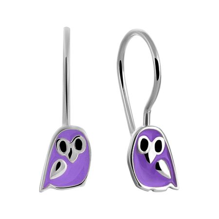 Серьги детские Птица из серебра с эмалью