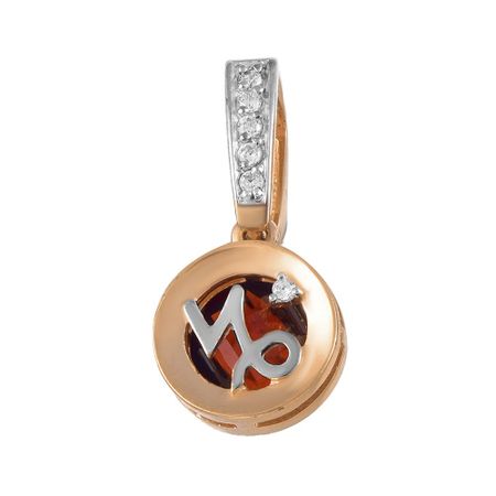 Золотая подвеска с гранатом и фианитами с родированием со знаком зодиака Козерог вика козерог мы все умрем вчера эту книгу читает вся страна