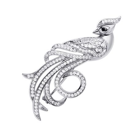 Брошь Павлин из серебра с фианитами психоделический голубой павлин мандала гобелен