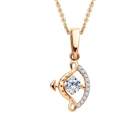 Золотая подвеска с фианитами со знаком зодиака Стрелец