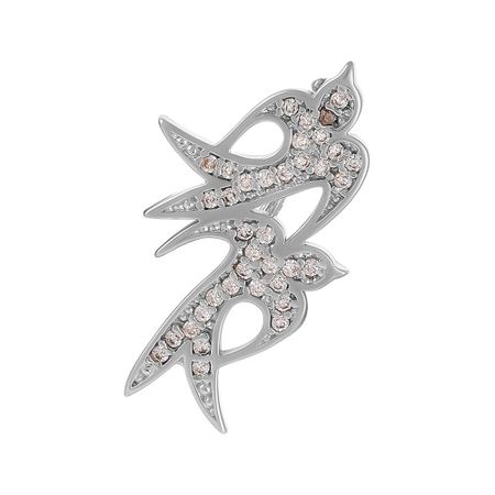 Брошь Птица из серебра с фианитами