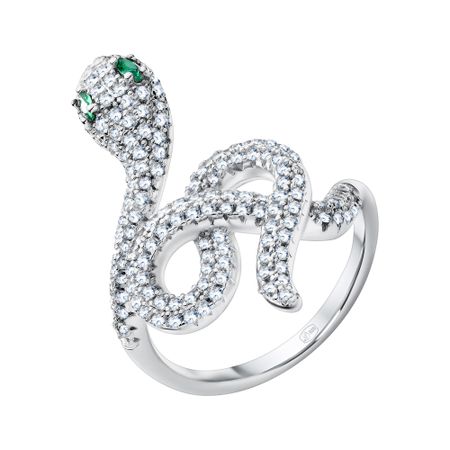 Серебряное кольцо Змея с фианитами статуэтка мини змея из меди tpxckz