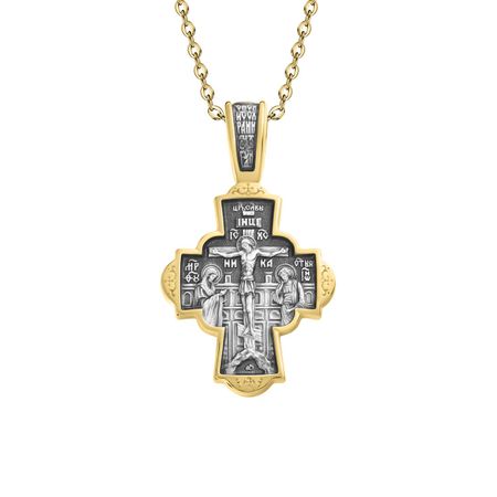 Серебряный крест Благовещение Пресвятой Богородицы с позолотой и чернением