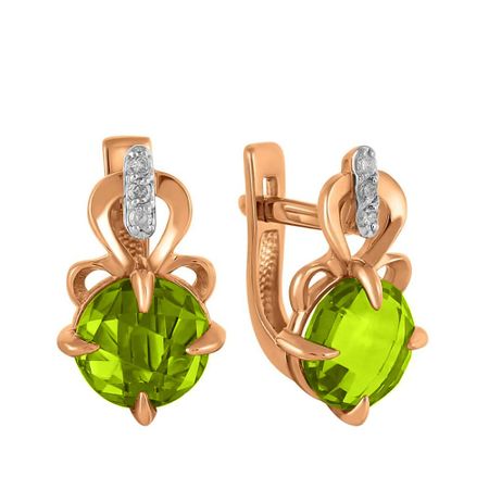 Золотые серьги с кристаллами и бриллиантами