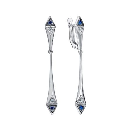 Золотые серьги с сапфирами и бриллиантами с черным родированием